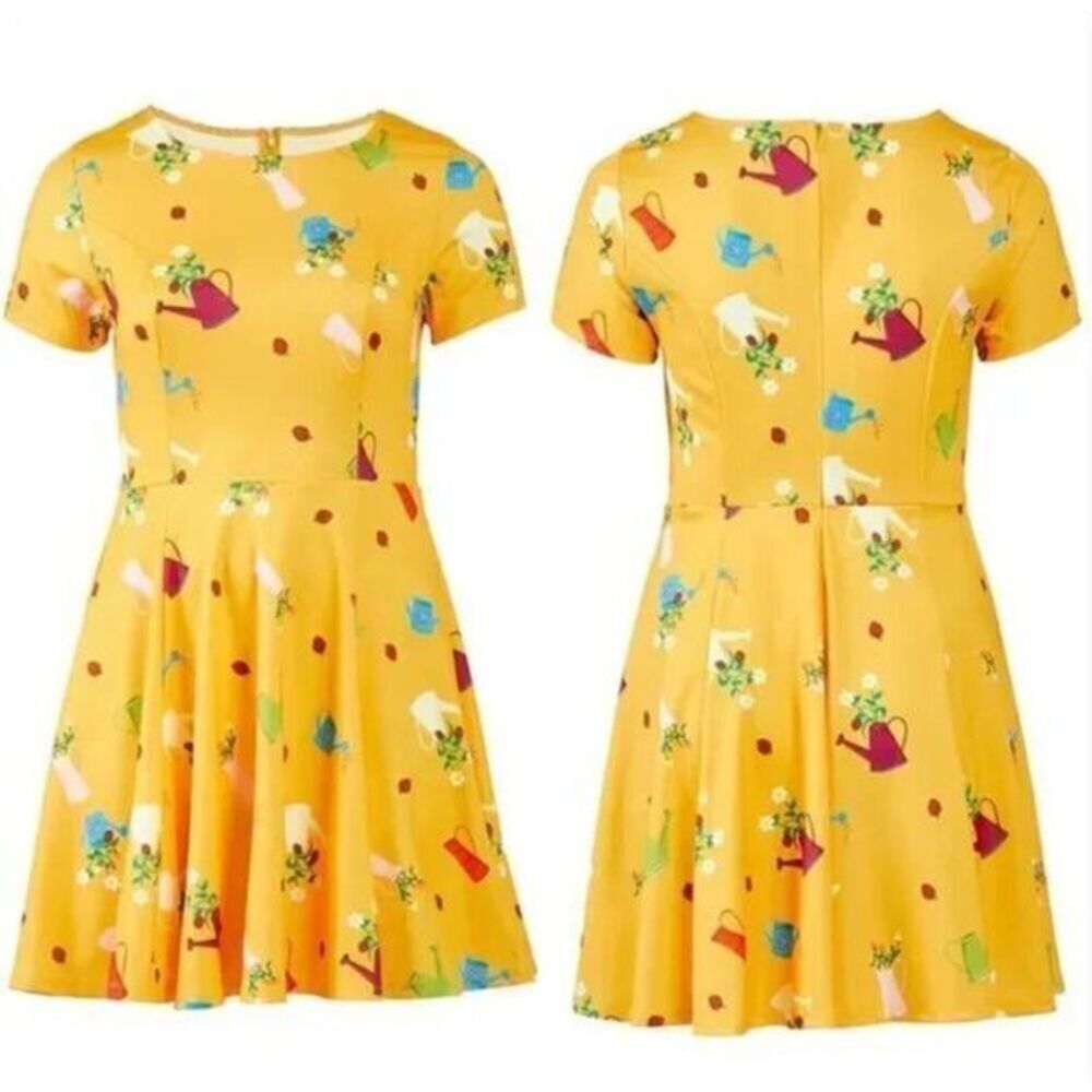 Unique Vintage Gwynnie Bee Garden Party‎ Yellow Dress, M - Picture 3 of 15